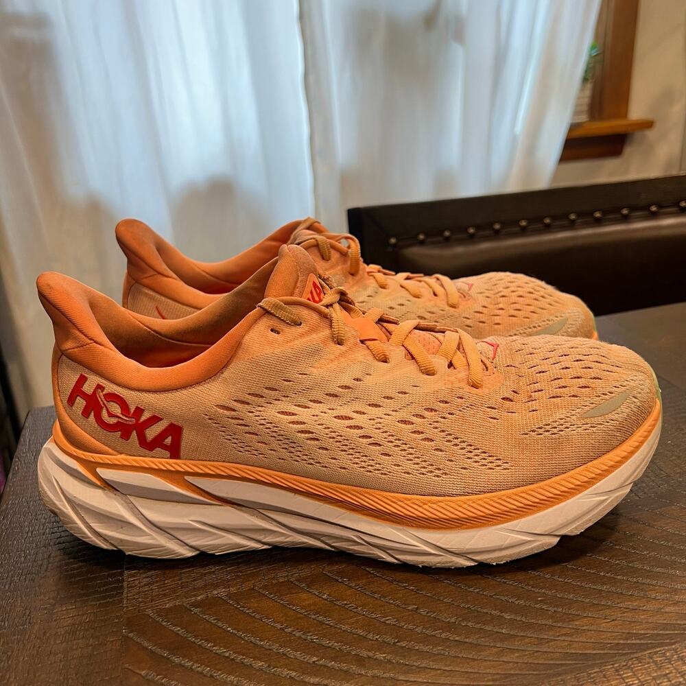 Hoka Clifton 8 melon color running shoes 8.5B women